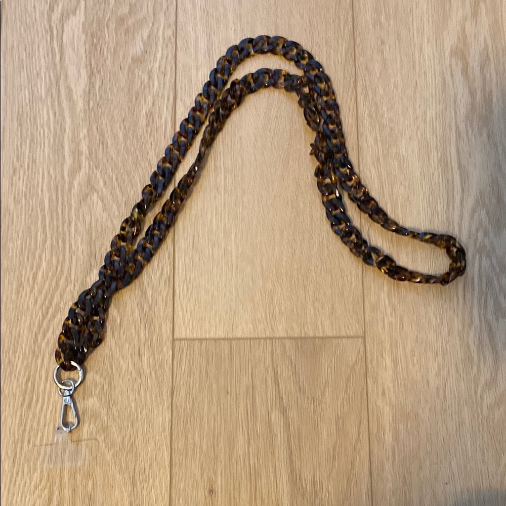 Tortoiseshell Chain Lanyard with Silver Clasp